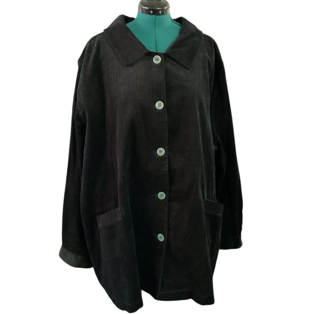 🦄 Woman Within Black Corduroy Utility Jacket P:33” L:37”